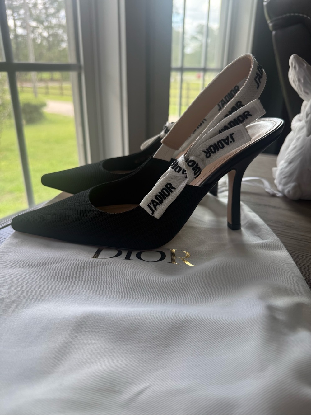Dior Black Pointed J'Adior Slingback Mules - Picture 2 of 5